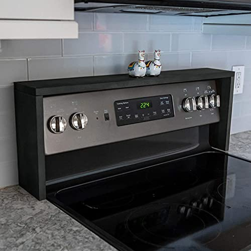 RELODECOR Over the Stove Shelf Spice Rack – Top Shelf Organizer for Back of Stove, Oven, Kitchen Storage, 5.5 Wide (Ebony)