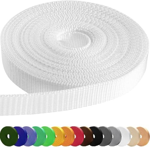 TECEUM 25 mm Sangle – Blanc (White) – 9m – Sangle résistante pour l'escalade, activités en extérieur, intérieur, bricolage et projets DIY (1” 10y)
