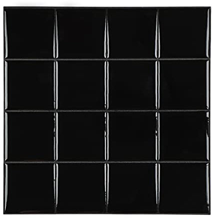 3D Fliesenaufkleber für Bad Küche, Schwarz Selbstklebend Klebefliesen Bad Wandfliesen zum Abziehen und Aufkleben (25x25cm, 10 Blatt)