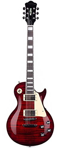 Les Paul - Kit de guitarra eléctrica de 101.6 cm para principiantes, intermedios y profesionales, guitarra de cuerpo y mástil sólidos de caoba, pastillas Humbucker cromadas con bolsa (rojo)