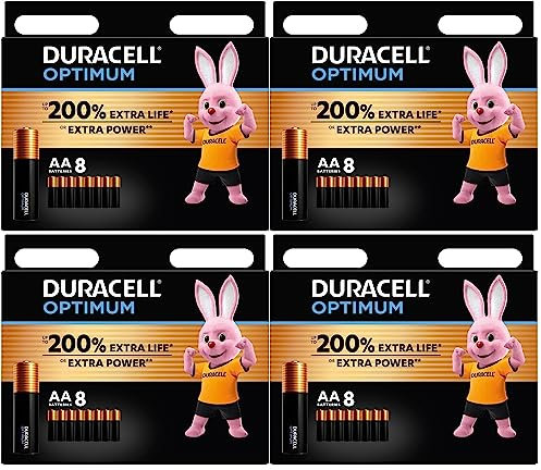 32 x Duracell AA Optimum (4 Blistercard with 8 Batteries) 32 Batteries (MX1500/Stilo/Mignon)