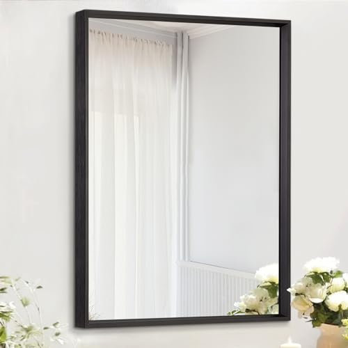 AAZZKANG Specchi neri da parete rettangolare cornice in metallo 50 x 40 cm, decorazione per camera da letto, bagno, soggiorno, verticale o orizzontale