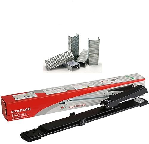 Premium Quality Long Arm Stapler with Free 3000 Staples - Heavy Duty Full Strip Stapler, 300mm Reach Capacity, Up to 25 Sheets for Home, Office, Desk, School & Crafting