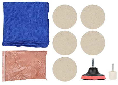Kit de Pulido de Vidrio para Parabrisas de Coche, Eliminador de Arañazos de Cristal con óxido de Cerio, Almohadilla de Pulido en Polvo, Rueda de Pulido