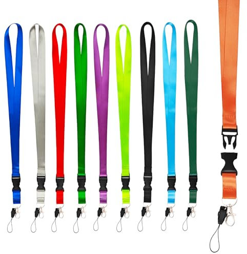 GOTRUST 10pcs Schlüsselband Bunt Breit 2CM, Umhängeband Nylon Lanyards, Lanyard Schlüsselband Lang mit Abnehmbarer Schnalle, Mehrfarbige Abnehmbare Schlüsselbänder für Kinder Erwachsene Büro