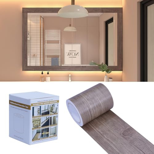 FEILAYS Wood Effect Adhesive Tape, Self-Adhesive PVC Border, Wall Decoration, Removable, Self-Adhesive for Kitchen, Bathroom, Doors Border, Sticker, Wallpaper, 10 cm x 10 m