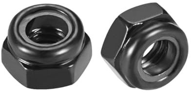 TA-VIGOR 50Pcs M5 x 0.8mm Nylon Hex Lock Nuts, Black Carbon Steel Nylon Insert Self-locking Nuts, Hexagon Threaded Nyloc Nut Set for Lock Washers Bolts Screws