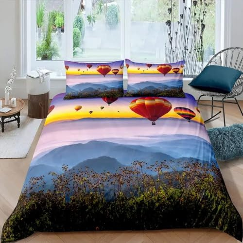 Rptidmv Housse de Couette 200x200 Ballon Parure de Lit avec Fermeture Éclair (Adultes Enfant), Confortable Doux et Housse de Couette en Microfibre et 2 Taie d'oreiller 65x65 cm