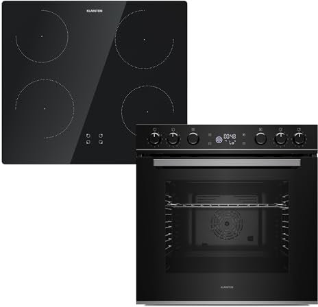 Klarstein ControlSync Backofen Mit Induktionskochfeld - 72L Einbaubackofen, 9 Kochfunktionen, Digitaler Timer, Kindersicherung, Kochfeld 4 Zonen Mit Booster, Schwarzes Glas, Energieklasse A