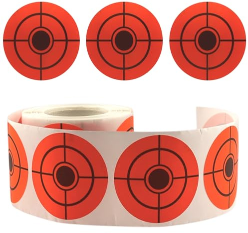 250 Pegatinas de Objetivos de Tiro de Alta Visibilidad para Airsoft, Aire Comprimido, Carabinas o Tirachinas - Alta Visibilidad, Fácil Colocación y Gran Adhesión