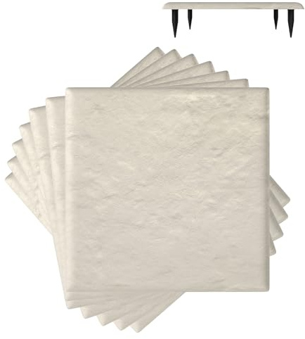 COSTWAY Pack 8 Peldaños con Estacas de Tierra, Piedras Decorativas para Pasarelas de Jardín, Pavimento Exterior para Todo Tipo de Clima, Adoquines para Césped y Patio, Beige, 39,5 x 39,5 cm