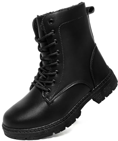 Topwolve Women's Boots Waterproof Ankle Booties Ladies Walking Boots Outdoor Side Zipper Warm Fur Lined Snow Booties,Black(with Fur),7 UK
