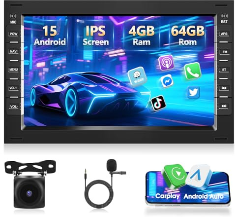 Motorsi Radio Estéreo 4G+64G para VW Polo Passat B5 Golf 4 Asiento, Autorradio Doble DIN 7 Pulgadas con iOS Carplay Android Auto, Bluetooth 5.0, GPS, WiFi, 32 EQ, FM/RDS, 2 USB, Compatible con Dab