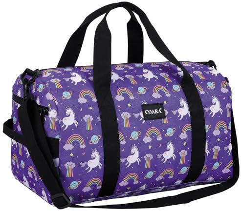 Kids Duffle Bag Overnight Bags for Boys and Girls Weekender Sleepover Carry-On Tote for Traveling Gym Sport Dance (Unicorn)