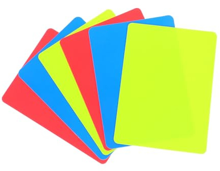 Toyvian Tarjetas De Árbitro De Fútbol Profesionales PVC Grueso Rojo Amarillo Azul 6 Piezas Juego De Tarjetas Oficiales para Competiciones Deportivas y Penaltis Arbitraje