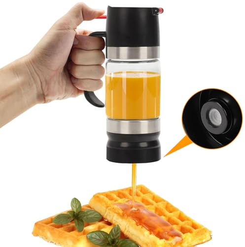 Dosatore Miele In Vetro 315Ml, 10,65Oz Dispenser Miele Antigoccia, Barattolo Per Miele In Vetro Borosilicato, Con Coperchio Superiore e Inferiore Rimovibile, Lavabile In Lavastoviglie (Nero)