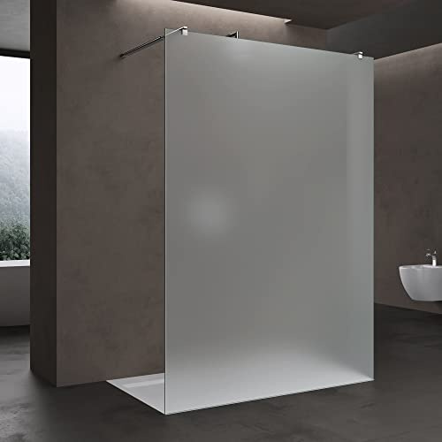 doporro Box Doccia Walk-In 140x200cm, Parete Doccia Anticalcare in Vetro Smerigliato 8mm con Bracci Sostegni Telescopici in Acciaio MMBR3