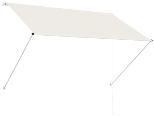 Yisssmeng Store rétractable - 200 x 150 cm - Manuel - Bras articulés - Pour balcon et terrasse - Avec cadre en acier solide - Crème