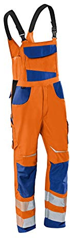 KÜBLER Workwear | KÜBLER REFLECTIQ Arbeitslatzhose PSA 2 | Warnorange/Kornblau | Größe 60