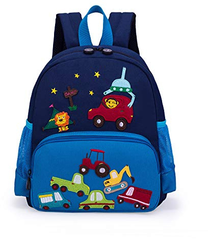 willikiva Cute Zoo Little 3d Backpack Kids Backpack for Boys and Girls Toddler Backpack Waterproof Preschool (Blue Car)