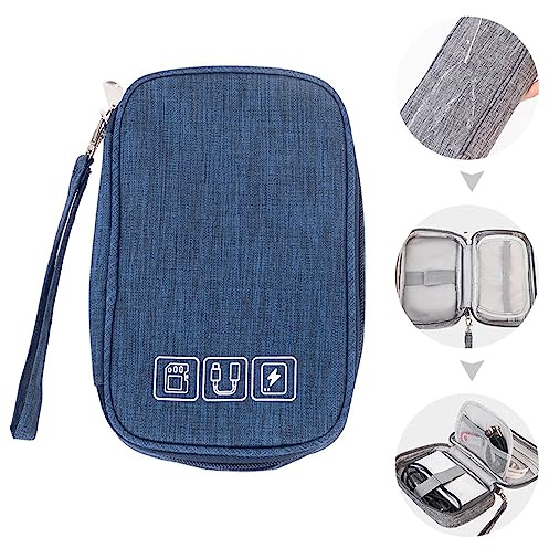 Organizador de Cables y Accesorios Electrónicos - Bolsa para Cables y Cargadores (Azul Oscuro)