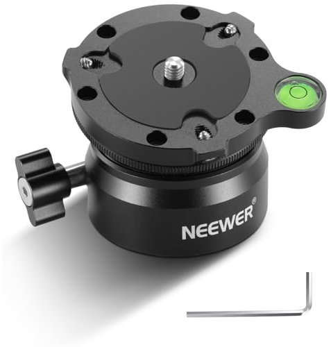 NEEWER Stativ Nivelliersockel (⌀60mm) Kamera Nivelliergerät, verstellbare Aluminium Stativkopfplatte mit -15°/+15° Neigung, Wasserwaage, 1/4 3/8 Schraube, für Canon Nikon Sony DSLR & Camcorder, GM15