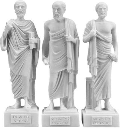 Set di 3 statuine di Socrate Aristotele Sofocle, filosofi greci, in alabastro, piccole