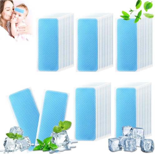 Bolsa Gel Frio, 50 Piezas Parches de Refrigeración de Fiebre, Gel Parches Antigolpes de Calor Frío, Tiritas de Enfriamiento de Fiebre, Refresca en Verano, Alivia la Fatiga, Refresca