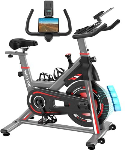 Micyox Ergometer Heimtrainer Fahrrad, TH-X3 Fitnessbikes mit Magnetischem Widerstand, Indoor Kardio Training, LCD Monitor mit IPad-Halterung Hometrainer 150 kg Belastbar