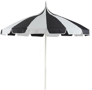 Beliani Sonnenschirm schwarz/weiß ⌀ 245 cm rund mit weißer Aluminium Stange Minoa