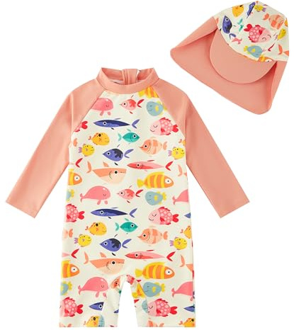 upandfast Baby Girl Swimsuit Swimwear Baby Bathing Suit Swimsuit for Infant/Toddler Baby UV Protection Clothing (Many Fish, 24-36 Months)