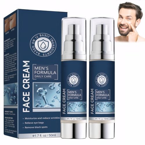 Belligern 6 in 1 Face Cream for Men Eye Bags, Mens Anti Aging Face Cream, Natural Moisturiser Organic Anti-wrinkle Face Neck Firming Cream (2 PCS)