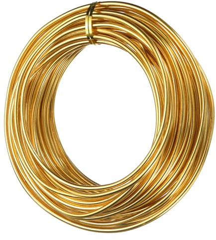 QUARKZMAN 9 Calibro 3mm Filo Alluminio, 32.8 Ft(10m) Filo Metallico Flessibile per Uncinetto, Filo Creazioni Gioielli, Armature Creazioni Artigianali, Realizzare Ghirlande, Giallo