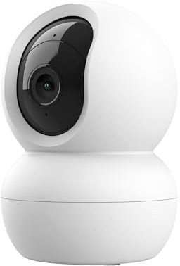 Trust IPCAM-2800 Überwachungskamera Innen 360°, WLAN Kamera mit Nachtsicht, Eingebaute Sirene/Mikrofon, Personenerkennung, Innenkamera mit App-Kontrolle, Smart Home Videoüberwachung, Weiß