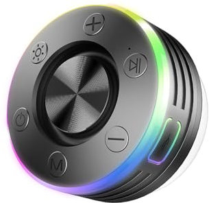 Bluetooth Shower Speaker, Portable Bluetooth Speaker Wireless with RGB Lights, IPX7 Waterproof speaker with FM Radio, Suction Cup, Stereo Sound, Built-in Mic, for Bathroom, Party, Travel, Outdoor