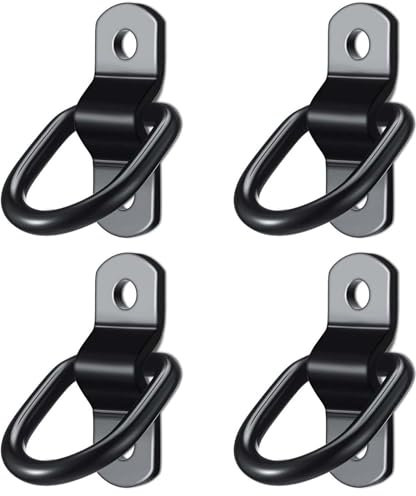Disnace Set da 4 Anelli a D, Gancio ad Anello a D, Anelli di Fissaggio, Occhielli per Fissaggio del Carico, Anelli Resistenti per Rimorchi, Camion, Barche, Auto e Kayak, Fino a 300KG