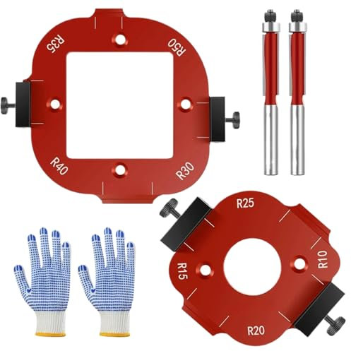 Router Corner Radius Template, Aluminum Routing Guide, 5.12x5.12x1.97 Inches, Woodworking Arc Cutter, Corner Jig Tool, Precision Layout Set for Cabinet Edge Rounding Projects