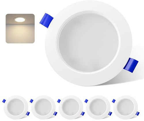 novapollo 6W LED Recessed Ceiling Lights 6 Pack - 450 LM Ceiling Spotlights, 4000K Cool White Light, Cut Φ95 mm, Ultra Slim Easy Install LED Downlights Ceiling for Kitchen Living Room UK CA Certified