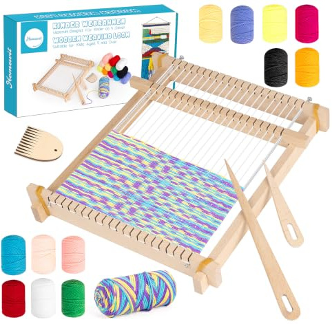 Cadre à tisser en bois de qualité supérieure pour enfants à partir de 6 ans, 24 x 28 cm, kit de métier à tisser en bois de qualité supérieure pour étudiants et débutants, contient assez de fil pour
