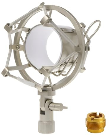 LKRXW 43mm-48mm Soporte de Antivibración para Micrófono Aluminio Montura Antichoque para Micrófonos Metálico Suspensión Antivibratorio Micró Condensador Clip Montaje Adaptador Plata