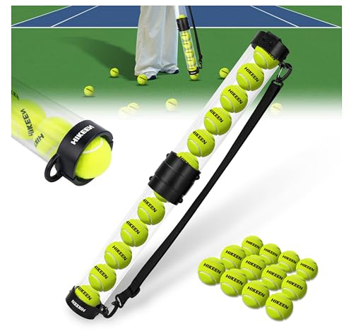 BOOSTEADY Tubo Recogedor de Pelotas de Tenis Duradero con 12 Pelotas de Tenis, Recogida Rápida y Almacenamiento No Agacharse Recoger Pelotas, Tubo con Correa para Hombro, De Dos cañones