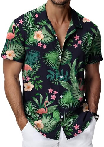 HMIYA Hawaii skjorta män Hawaii-skjorta män kortärmad skjorta button down