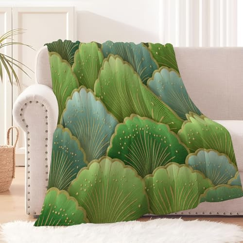 GSAEIMCT Manta De Vellón De Verde Cuchillas Geométricas Tiro Impresa para Niños Adultosarte Fresco De Felpa Impresa para Cama Sofá 220X240Cm