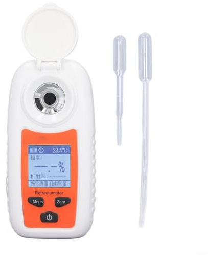 GANCEI Refractómetro digital ST355A con pantalla LCD, 0-35% para gama BRIX, compensación automática de temperatura, medidor de dulzor rápido para pruebas de frutas, bebidas y cerveza
