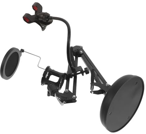 SILENRADAWN Justerbar Mikrofonhållare med Stabilt Bordstativ Inbyggd Popfilter och Telefonklämma för Live-sändning Streaming och Professionell Studioutrustning