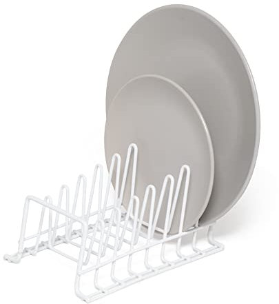 simplywire – Tellerablage/Abtropfkorb – Küchenschrank-Organizer – Klein - Weißer kunststoffbeschichteter Stahl