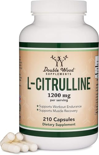 L Citrulline Capsules - 99% Tested Purity - 1,200mg Per Serving (Nitric Oxide Booster) for Muscle Recovery and Muscle Pump, 210 Count by Double Wood