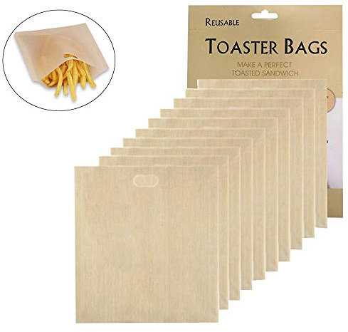 10 Stück Toasterbeutel,pflegeleicht,wiederverwendbar und hitzebeständig, Antihaft Toastabags für Mikrowelle, für Gebäck Pizzastücke gegrillte Käsesandwiches Chicken Nuggets & Toast