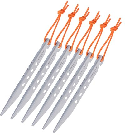 iBasingo Piquets en titane ultra légers en forme de V, piquets de tente, piquets de sol, clous de sol, accessoires de tente pour camping en plein air, 6 pièces/lot Ti4007P