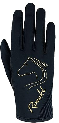 Roeckl Sports Reithandschuh Tryon, Kids Sommer Handschuh, Schwarz/Gold 6